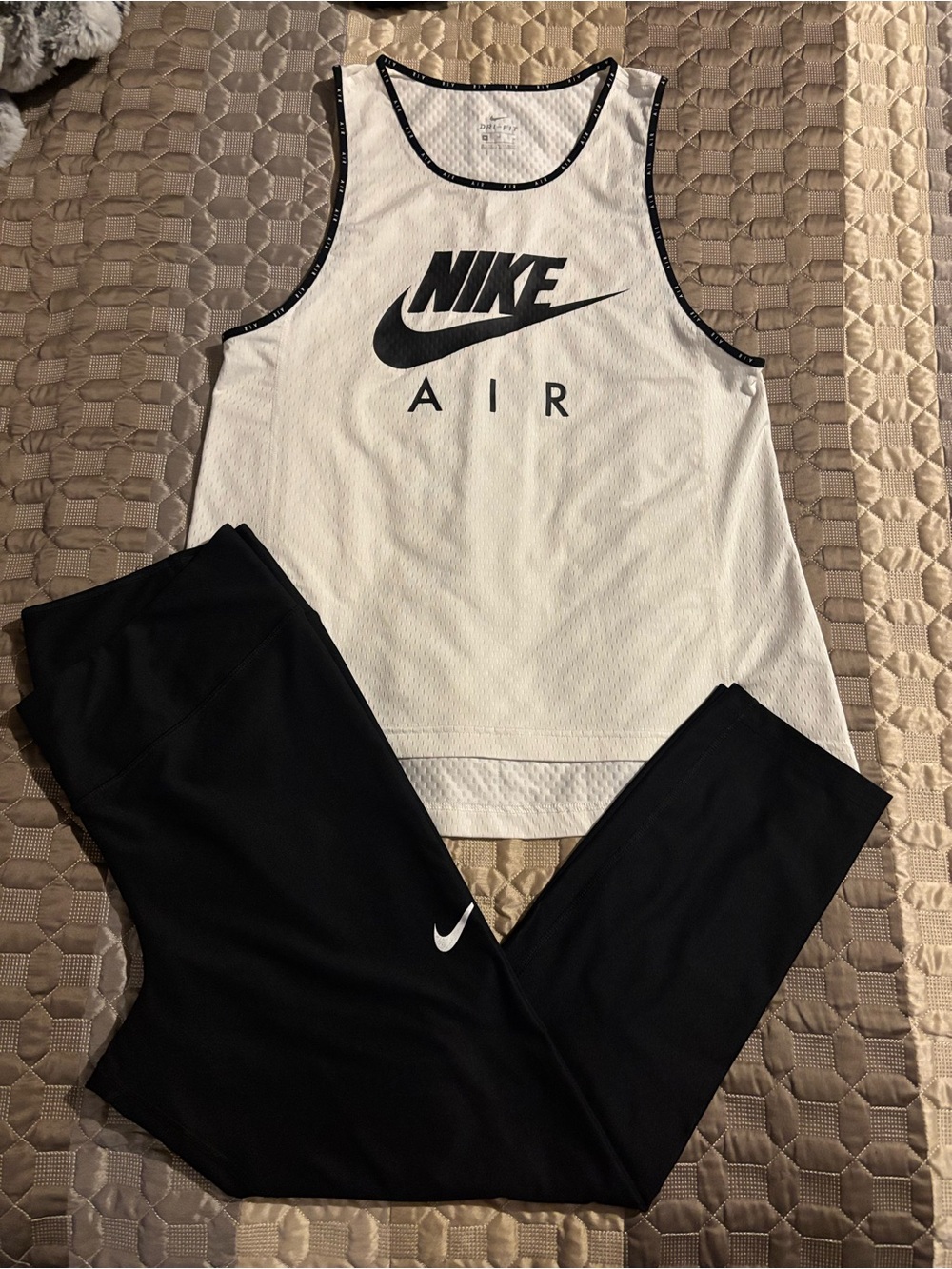 Nike White Air Tank Top with Black Leggings